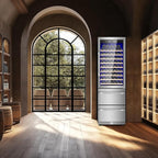 24 Inch Wine and Beverage Refrigerator, 2 IN 1 Dual Zone Drawer Beverage Fridge Wine Cooler, Built-in or Freestanding Beverage Cooler with Powerful Compressor, Holds 108 Bottles and 150 Cans