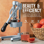Zulay Kitchen Cast Iron Juicer - Easy-to-Clean Heavy-Duty Manual Juicer, Professional Citrus Juicer - Stainless Steel Lemon Squeezer - Manual Citrus Press & Orange Squeezer - Orange Juicer