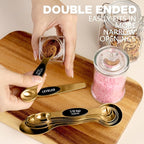 ChefAide Pack of 8 Stainless Steel Magnetic Measuring Spoons Set, Dual Sided, Stackable, Adjustable Teaspoon and Tablespoon Measure Spoon with Leveler, Kitchen Gadgets