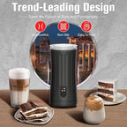 Milk Frother, 4-in-1 Milk Steamer and Frother, 8.1oz/240ml Automatic Warm and Cold Foam Maker, Auto Shut-Off Frother for Coffee, Latte, Cappuccino, Macchiato(Black)