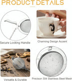 Cat Tea Infuser, 2 Pcs Cute Tea Diffuser Stainless Steel Mesh Loose Leaf Tea Infusers Tea Ball Strainers with Cat Pendants (Black&Orange Cats)