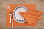 Solino Home Linen Placemats Set of 4 - Classic Hemstitch Pumpkin Placemats 14 x 19 Inch - 100% Pure Linen Table Mats for Holiday