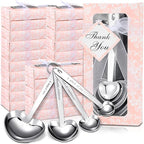 25 Set Pink Heart Shaped Measuring Spoons Stainless Steel Measure Tea Spoons for Bridal Shower Wedding Gift Birthday Tea Party Souvenirs for Guests with Individual Package (Elegant)