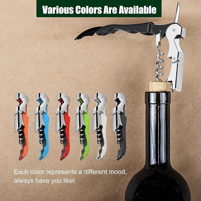 24 Pieces wine opener wine key Stainless wine bottle opener Fold Serrated Foil Cutter wine key for servers for Family, Company Party,Bars,Restaurants(6 Color)