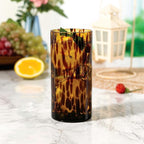 Joseph Sedgh Collection Tortoise Shell Highball Glass Set of 4 – 14.54 oz Borosilicate Cocktail & Water Glasses – Durable, Lead-Free, Dishwasher Safe – Elegant Gift Packaging