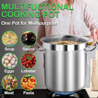 STOCKPOT Commercial Grade Large Stock Pot - Soup Pot with Lid - Non-Nickel Stainless Steel - Healthy Cookware Polished Stockpots - Heavy Duty - 50 Quart (12.5Gallon)