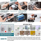 TAILI Sponge Holder for Kitchen Sink with Strong Suction Cup, Removable Sponge Holder, Rustproof Aluminum Sink Caddy for Sponges, Dish Brush - Silver