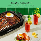 Chefman Smokeless Indoor Electric Grill, Copper, Extra Large, Nonstick Table Top Grill for Indoor Grilling and BBQ with Adjustable Temperature Control, Nonstick Dishwasher-Safe Parts, 9" x 15"