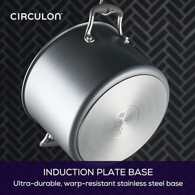 Circulon A1 Series with ScratchDefense Nonstick Induction Cookware, Stockpot with Lid, Pasta Pot, Kitchen Essentials, 8-Quart, Graphite