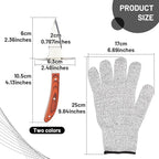 Oyster Shucking Knife Set of 2 with Cut Resistant Glove, Stainless Steel Oyster Opener Tool, Wood Handle Shellfish Shucker for Oysters Clams Scallops Mussels Seafood Tools