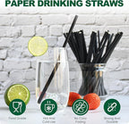 7.75 inch Disposable Black Paper Drinking Straws Bulk (Case of 4,000 ct.) - for Cocktail, Bars, Restaurants - Biodegradable