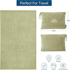 BEDELITE Travel Blanket with Bag, Ultra-Soft Jacquard Fleece Blanket with Luggage Sleeve & Backpack Clip, Airplane Blanket Travel Essentials, Sage Green