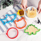 Kamehame Silicone Pancake Molds for Shark, Round, Cat, Dinosaur Shape Pancakes, 4 Pack Nonstick Pancake Shaper for kids, Fun Shapes Cake Ring Mold for Griddle Cooking