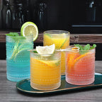 Hobnail Drinking Glasses Set of 12,12 oz Highball Glasses & 10 oz Cocktail Glasses,Clear Embossed Glass Cups,Kitchen Water Glass Cup,Bar Tumbler Glassware Set for Whiskey, Beer, Cocktail, Juice, Milk