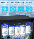 50 Cans Beverage Refrigerator Cooler, 1.3 Cu.ft Mini Fridge Countertop Drink Cooler with Glass Door for Beer, Soda,Wine, Adjustable Digital Temperature Control for Home Dorm Bar, Black