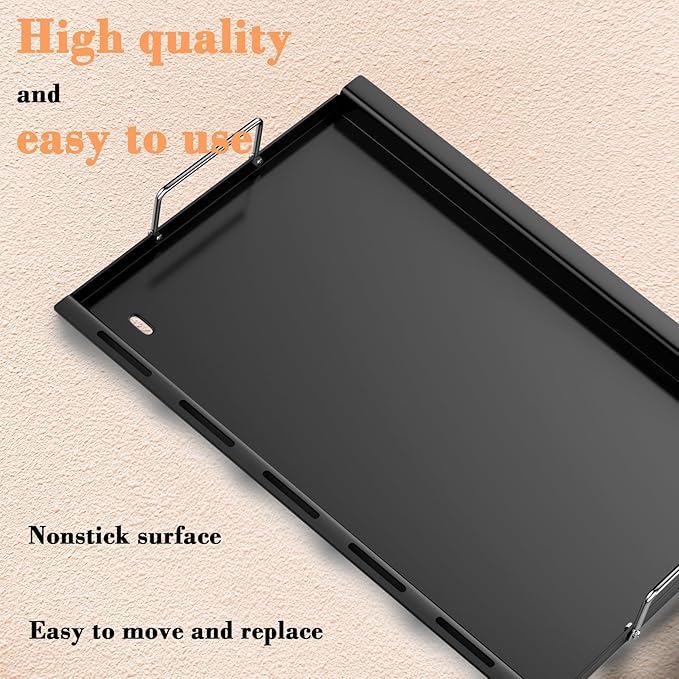 Full-Size Griddle Inserts for Nexgrill Replacement Parts 3 Burner 720-0830MN Gas Grill, Rust-Resistant Pre-Seasoned Flat Top Grill Griddle for Nexgrill Parts
