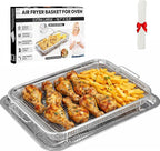18.7" X 12.8" Extra Large Air Fryer Basket for Oven, Oven Air Fryer Basket and Tray Set With 30PCS Parchment Papers, Stainless Steel Air Fryer Pan and Crisper Tray for Frying Baking