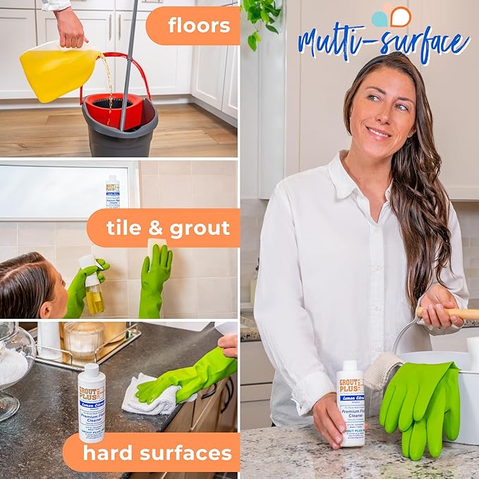 Premium Floor Cleaner, All Purpose Multi Surface Cleaner & Optically Enhanced Brightener, Neutral pH, 3X Strength, No Rinse - Lemon Citrus, 8 Oz for 1 Gal