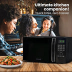 0.7 Cu Ft Microwave Countertop Small with Digital Display, 700 watt Microwave Black has 10 Power Levels & Auto Defrost Function Mini Microwave Oven Compact With Child Lock For Dorm, Home, Office