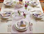 Solino Home Linen Napkins Set of 6 - Classic Hemstitch 100% Pure Linen Lilac Dinner Napkins Cloth 20 x 20 Inch for Valentines - Handcrafted and Machine Washable