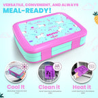 YOLAY Bento Box for Kids Lunch Box Leak-Proof, 5-Compartment Lunch Box Kids for Ages 3-10, Durable with Anti-Slip Base, Suitable for Schools, Outdoor and Travel (Mermaid) (Unicorn)