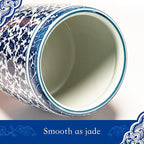Utensil Holder, 6" Premium Ceramic Kitchen Utensil Rack for Countertop, Hand-painted blue and white porcelain made in Jingdezhen suitable for Vintage Farmhouse Kitchen Counter Decor