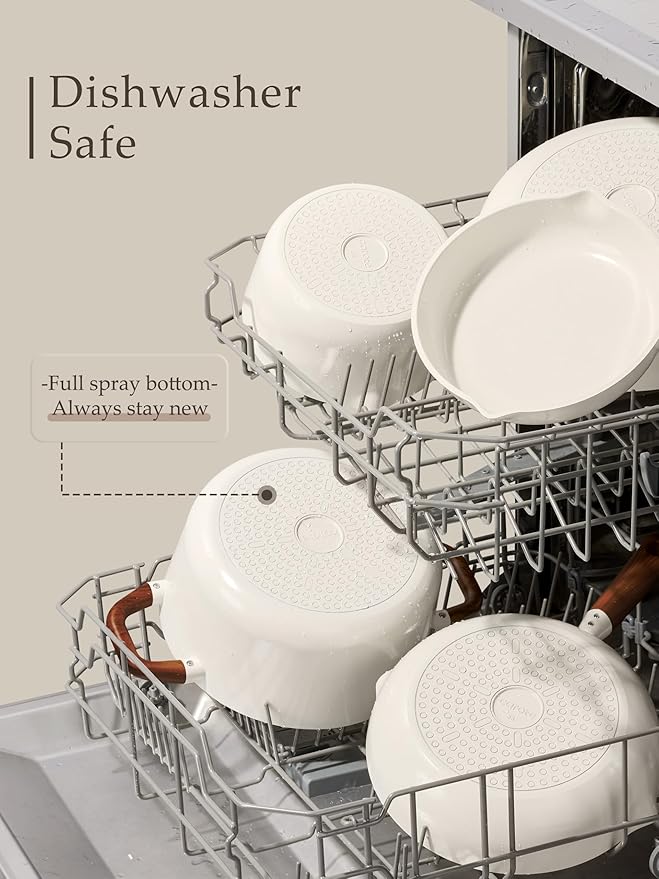 CAROTE Ceramic Cookware Sets, Pots and Pans Set Non stick, Non Toxic Healthy Induction Cookware, 14 Pcs Nonstick Kitchen Pots and Pans Set, PFAS PTFE Free, Dishwasher Safe