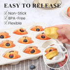 FUNBAKY 2 Pcs Heart Shaped Silicone Muffin Pan，Metal Reinforced Frame, 12-Cavity Nonstick Silicone Heart Mold for Muffins, Cupcakes, Bread,Chocolate Muffin and Tartlets