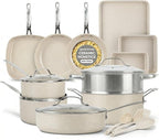 Granitestone Ceraluxe 20 Pc Ceramic Cookware Set Nonstick, Complete Pots and Pans Set Non Stick for Kitchen with Bakeware, Utensils & Steamer, Non Toxic Made Without PFOA PFOS, Oven & Dishwasher Safe