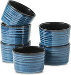 glowworm 8 oz Ramekins Set of 6, Ramekins Set of 6 for Creme Brulee Souffle, Porcelain Custard Cups for Baking, Oven, Microwave, Dishwasher Safe, Blue