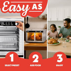 Gourmia French Door Digital Air Fryer Oven - XL 37QT Capacity, 12 Presets, FryForce 360° Tech, Dehydrate, Proof, Slow Cook, Fits 13” Pizza, 1700W, Stainless Steel