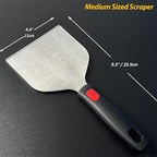 Vovoly Wide Griddle Scraper, 4.3“x4.3'' Smashed Burger Scraper Grill Scraper Spatula Burger Turner - Full Tang Silicon Handle Professional Grade Grill Accessories, Knife Grade Stainless Steel