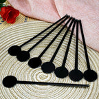 100Pcs Cocktail Swizzle Sticks, 7 Inches Disposible Plastic Disc Top Drink Stirrers Black Drinks Mixing Rod for Coffee Milk Cocktail Whiskey Beverage Bar (Black)