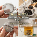 Calico Cat Tea Infuser Set - Adorable Tricolor Kitty Hook, Fine Mesh Loose Leaf Tea Steeper, Stainless Steel, No Mess, 1 Pack (Brushed Silver)