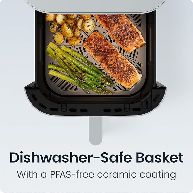 Chefman Crispinator Air Fryer 6-in-1 with 8 Qt capacity, 450°F Max Temp with TurboFry Pro Technology for Fast and Even Results, Viewing Window, Nonstick Ceramic Basket