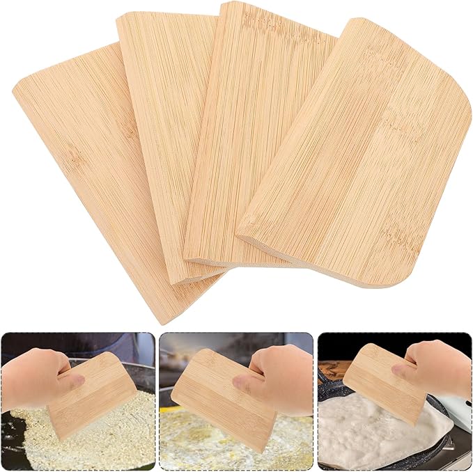 Zerodeko 4pcs Pancake Scraper Clean Crepe Spatulas Lightweight Cooking Tools for Home Kitchen and Outdoor Picnics