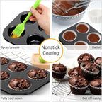 Beasea Muffin Pan 6 Cup, Set of 2 Non Stick Muffin Baking Pan, Carbon Steel Muffin Pan Bakeware Set Cupcake Baking Pan for Oven Baking