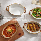 Versatile Au Gratin Baking Dish & Small Pie Pans Set – Perfect for Oven-to-Table Cooking | Ideal for Au Gratin, Pot Pies, Tarts & More | Sturdy Ceramic for Even Heating | Easy-to-Clean Non-Stick Surf