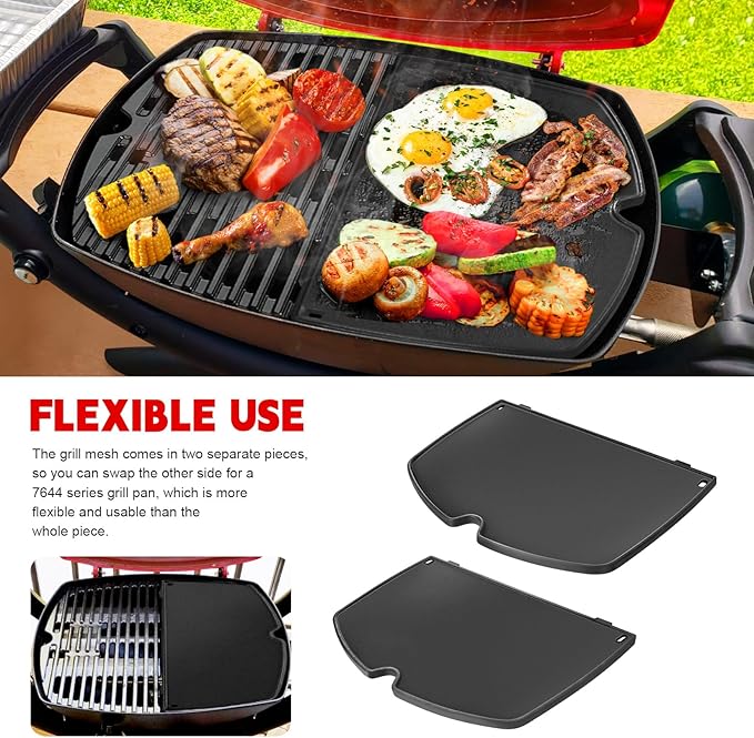 GGC 6558 Griddle for Weber Q100 Q120 Q1000 Q1200 Series Grills, Cast Iron Grill Parts for Weber Q100 Grills, 12.6" x 8.6" Cooking Griddle for Webbr Baby Q