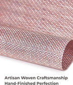 Leetaltree Luxury Pink Iridescent Placemats Set of 12 - Waterproof Washable for Wedding, Anniversary, Festive and Daily Use - Sparkling Table Mats Table Decor - Hand-Cut