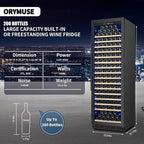200 Bottle Upgrade Wine Cooler Refrigerator - 24 Inch Large Capacity Wine Fridge Built-In Freestanding, with Quiet Compressor, Professional Temperature Control & Wine Cellar - Black