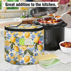 Lemon Insulated Pressure Cooker Appliance Cover, Also Fit for Rice Cooker, Air Fryer and Crock Pot, 6 Qt Dust Cover with Pocket for Spoon/Cooking Utensils/Recipes