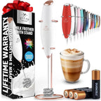 Zulay Kitchen Patented Tornado Triple Whisk Milk Frother with 4 Duracell Batteries – Handheld Foam Maker for Coffee, Lattes, Matcha & Hot Chocolate – Rich, Creamy Froth in Seconds - Gold Rose