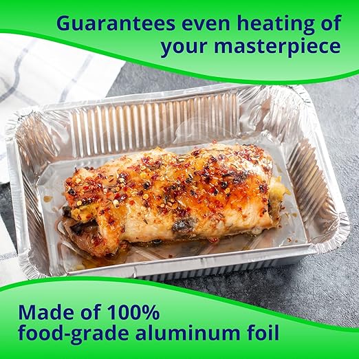 IDL Packaging Full Size Aluminum Steam Table Pans with Lids - Deep, 21" x 13" x 3" (pack of 25) - Disposable Foil Pan for Grilling, Roasting, BBQ, Cooking, Baking, Freezing