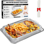15.6" X 11.6" Large Air Fryer Basket for Oven, Oven Air Fryer Basket and Tray Set With 30PCS Parchment Papers, Stainless Steel Air Fryer Pan and Crisper Tray for Frying Baking