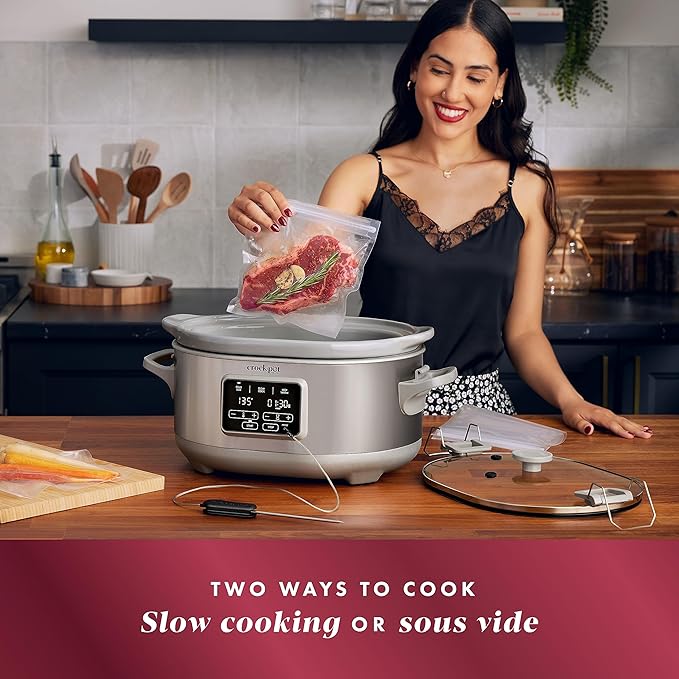 Crockpot Programmable 7-Quart Cook & Carry Slow Cooker with Sous Vide Stainless Steel