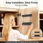 9.5” Large Acrylic Straw Holder for Cabinet Door, Reusable Adjustable Two-Part Straws Organizer with Ultra Sticky Adhesive Strips, 2026 Straw Storage for Kitchen Cupboard (Black)