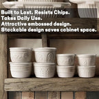 Artena Ramekins with Lids, Creme Brulee Ramekins Oven Safe, Ceramic Pudding Cups, Souffle Cups, Custard Cups, Dipping Sauce Cups, Food Storage Containers with Lids, Set of 4 (Multiple Patterns, 4 oz)
