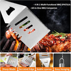 26-Piece BBQ Grill Accessories Set | Ultimate Grilling Tools for Men - Heavy Duty Stainless Steel BBQ Utensils Kit with Aluminum Case & Grill Brush for Dad (Stainless)