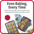 GoodCook MegaGrip Set of 3 Nonstick Steel Multipurpose Cookie Sheets with Silicone Grip Handles, Gray